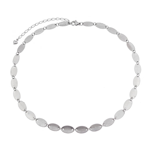 Gargantilha choker oval em aço inox - Biju & Cia.