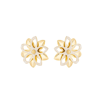 Brinco de flor vazada banhado a ouro 18k - Biju & Cia.