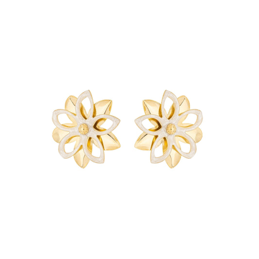 Brinco de flor vazada banhado a ouro 18k - Biju & Cia.