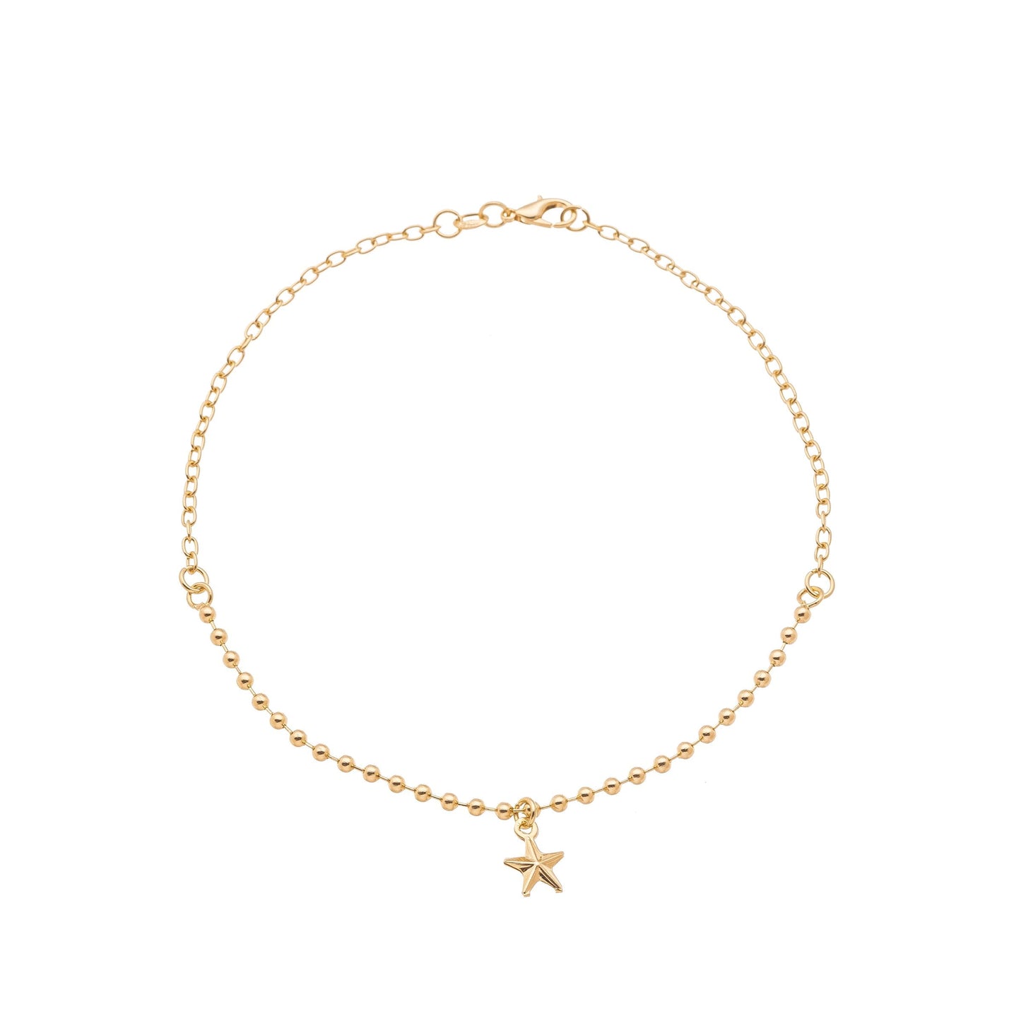 Tornozeleira bolinhas e estrela banhada a ouro 18k - Biju & Cia.