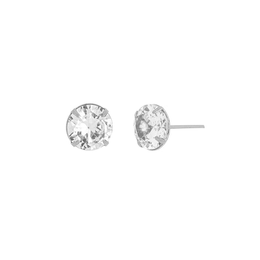 Brinco de zircônia de 12mm em aço inox - Biju & Cia.