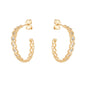 Brinco de argola trançada com zircônias banhado a ouro 18k - Biju & Cia.