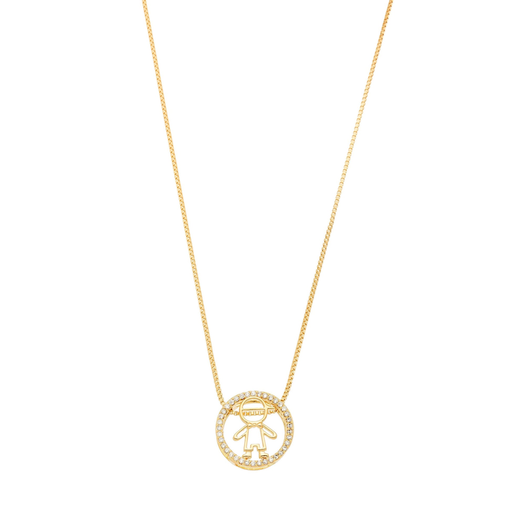 Gargantilha de menino com zircônias banhada a ouro 18k - Biju & Cia.