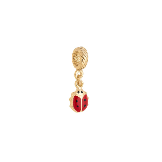Berloque de joaninha com resina vermelha banhado a ouro 18k - Biju & Cia.