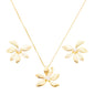 Conjunto de flor com pérola banhado a ouro 18k - Biju & Cia.