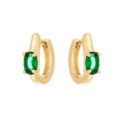 Argola articulada com pedra banhada a ouro 18k - Biju & Cia.