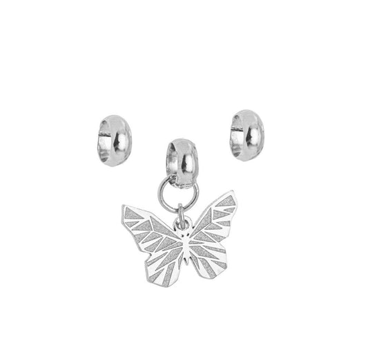 Berloque de borboleta com dois separadores em aço inox - Biju & Cia.