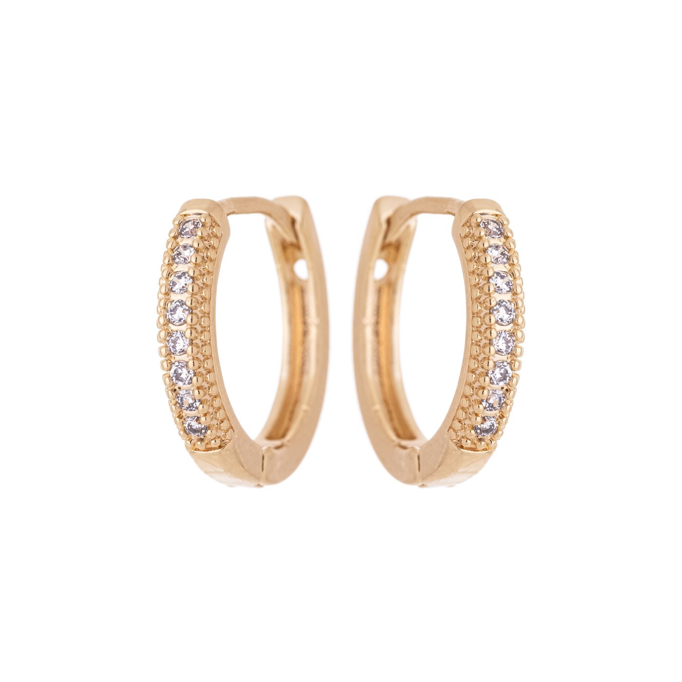 Brinco de argola articulada com zircônia banhado a ouro 18k
