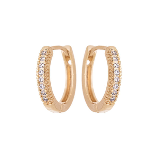 Brinco de argola articulada com zircônia banhado a ouro 18k
