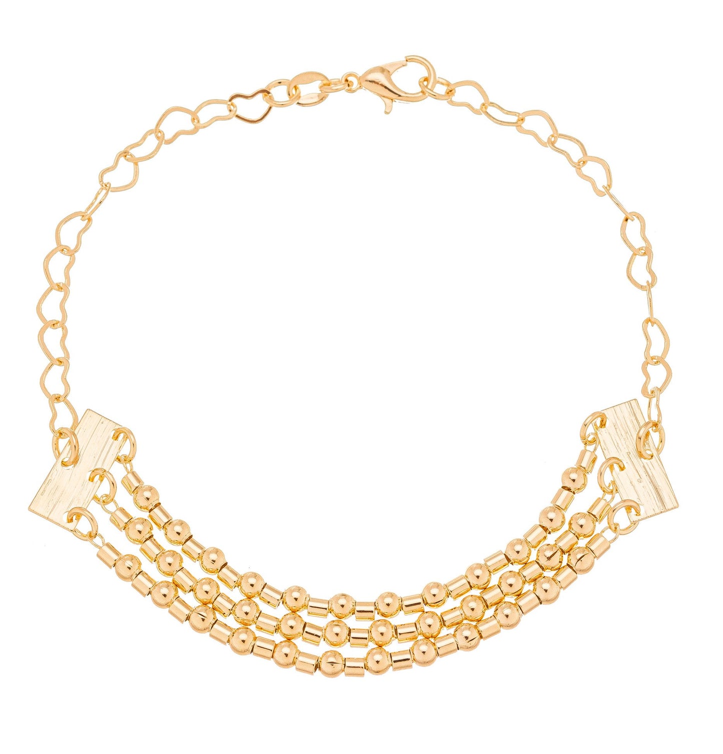 Pulseira três fios banhada a ouro 18k