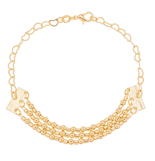 Pulseira três fios banhada a ouro 18k