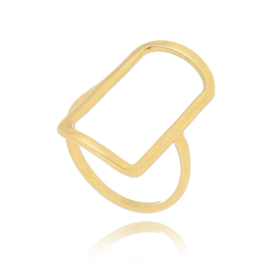 Anel Retangular banhado a ouro 18k - Biju & Cia.