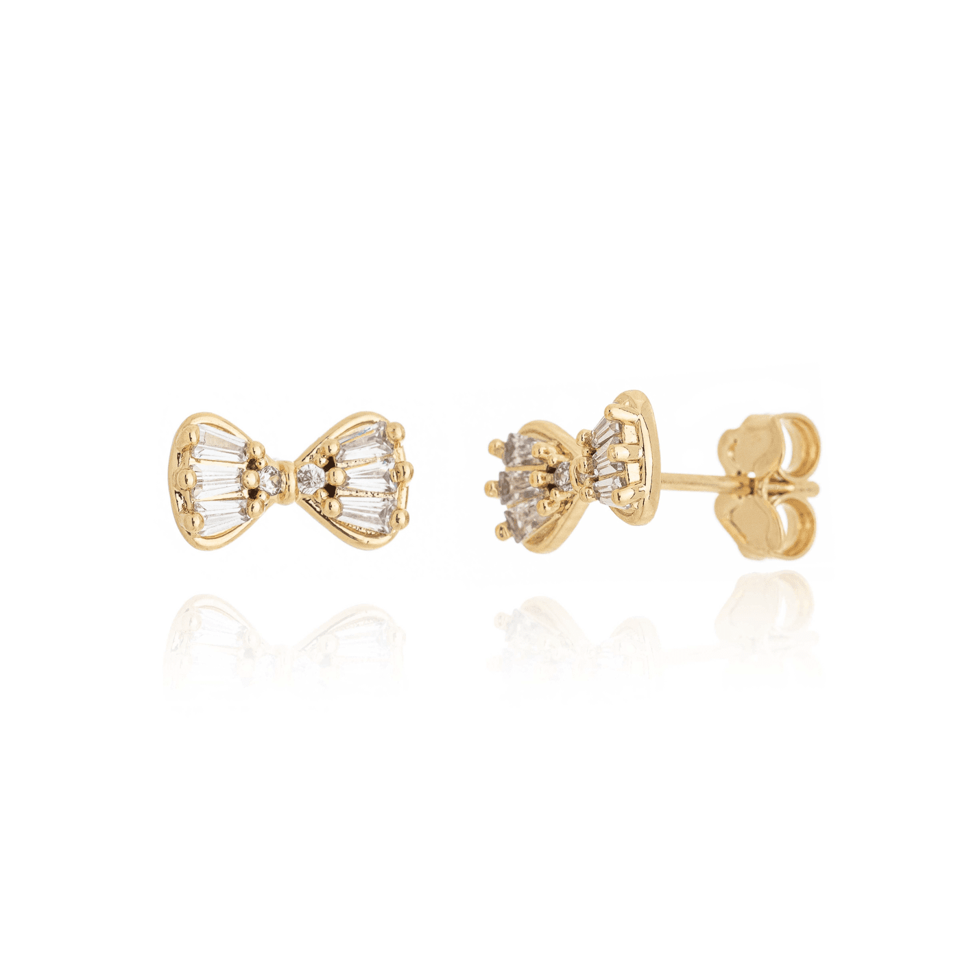 Brinco de laço com zircônia banhado a ouro 18k - Biju & Cia.