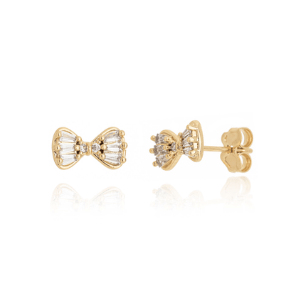 Brinco de laço com zircônia banhado a ouro 18k - Biju & Cia.