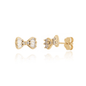 Brinco de laço com zircônia banhado a ouro 18k - Biju & Cia.