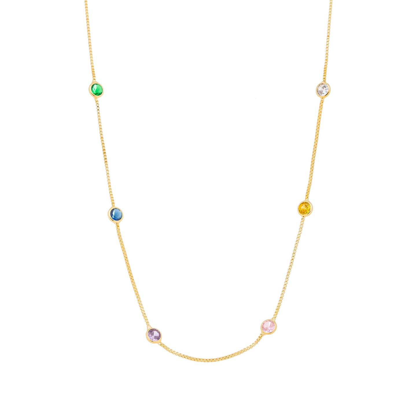 Choker com pedras coloridas banhada a ouro 18k - Biju & Cia.