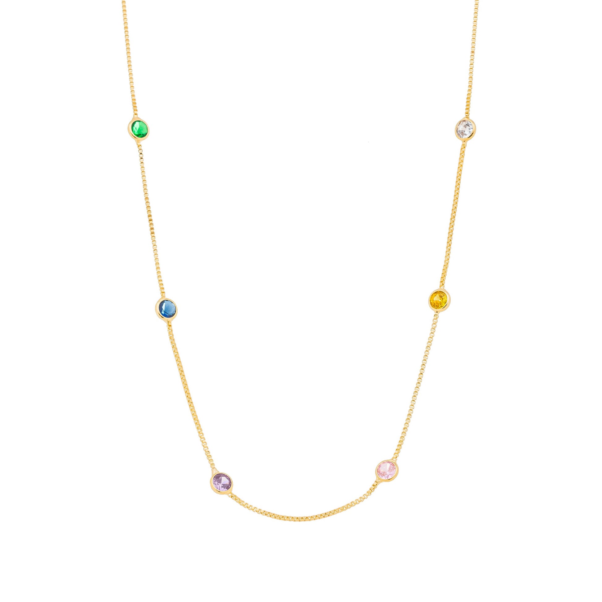 Choker com pedras coloridas banhada a ouro 18k - Biju & Cia.