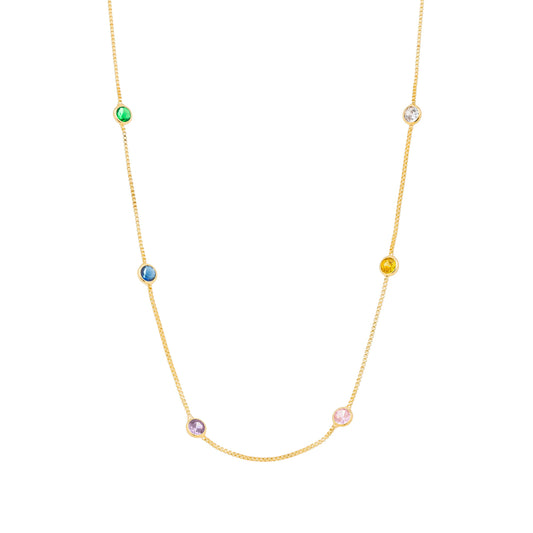 Choker com pedras coloridas banhada a ouro 18k - Biju & Cia.